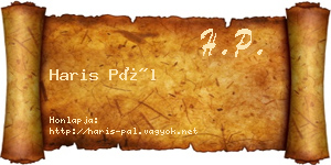 Haris Pál névjegykártya